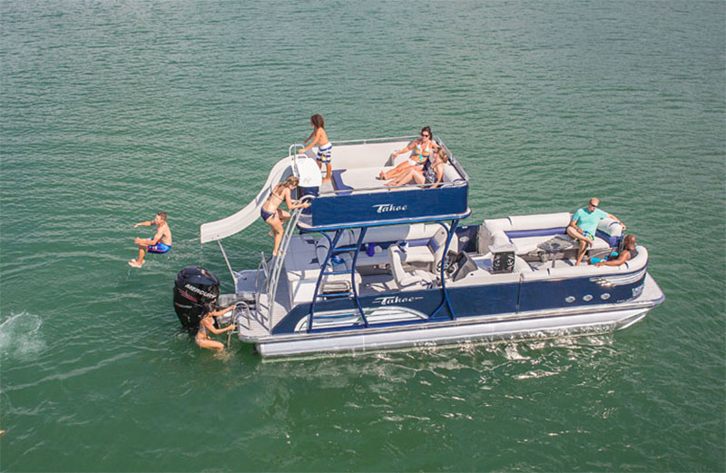 picture Pontoon Boat With Bathroom And Slide 9 types of pontoon boats how to choose